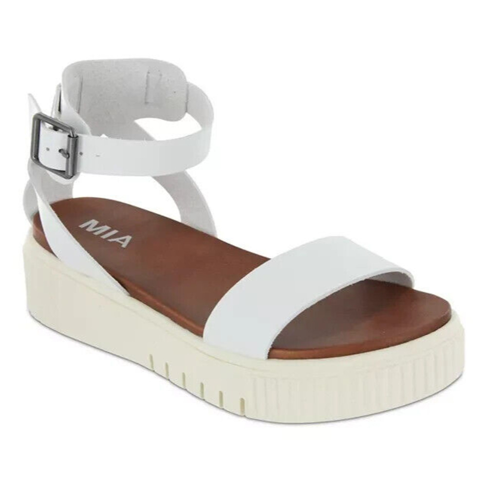 NEW Mia Women's Lunna White Wedge Platform Ankleβ Strap Sandal MH0091 Size 9.5M